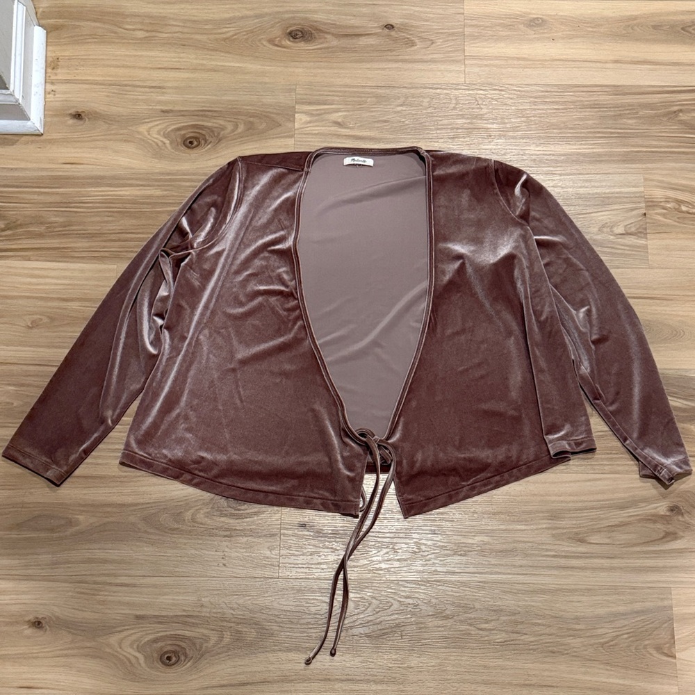 Madewell Velvet Tie-Front Blazer in Soft Brown